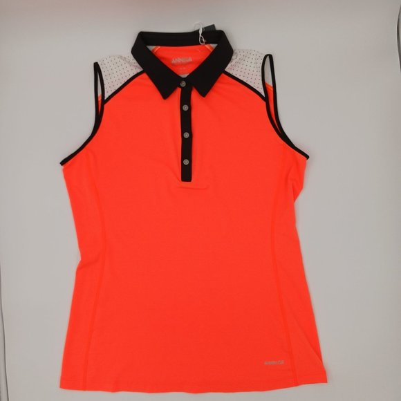 ANNIKA WOMENS ORANGE GOLF POLO SHIRT TOP CB DRITEK 50+UPF - Picture 3 of 9